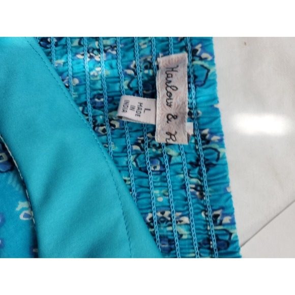 Harlow & Rose Sun Dress Women's Large Blue Floral Fit & Flare Sleeveless Cotton - Picture 4 of 7